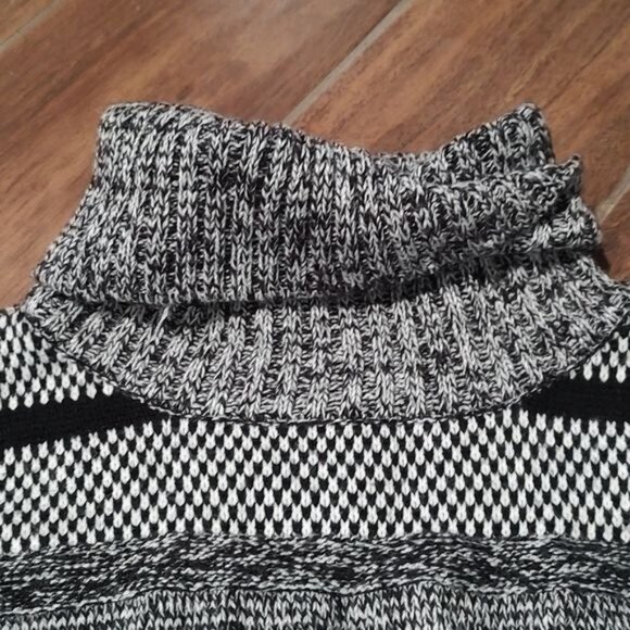 Gibson Latimer XL knit turtleneck fringe black white sweater stripe oversized - Picture 4 of 4